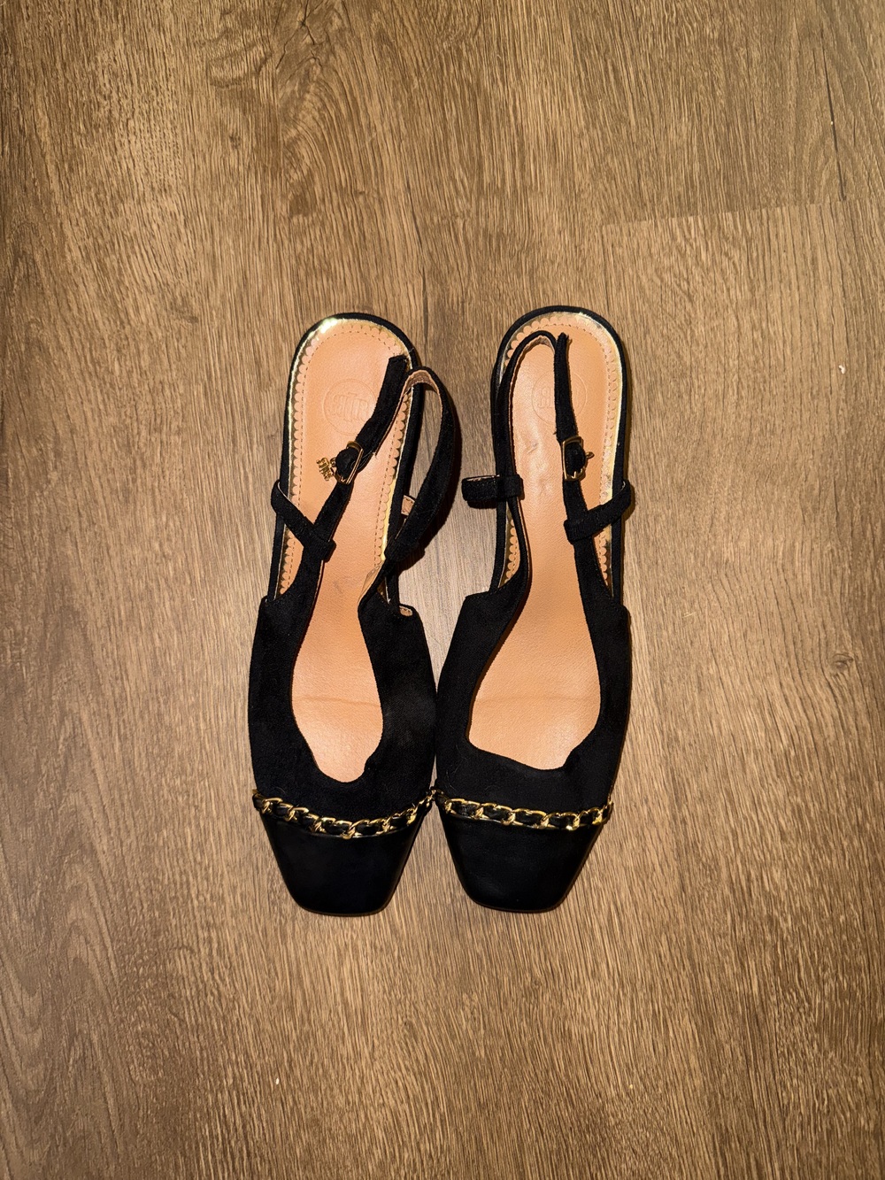 River Island Black Chain Slingback Mules EU 39 NWT